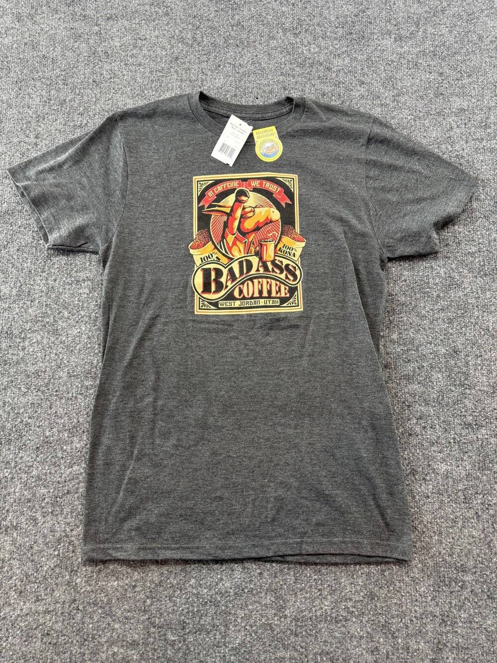 The Duck Company Shirt Mens Small Gray Bad Ass Coffee Funny Graphic Tee Utah